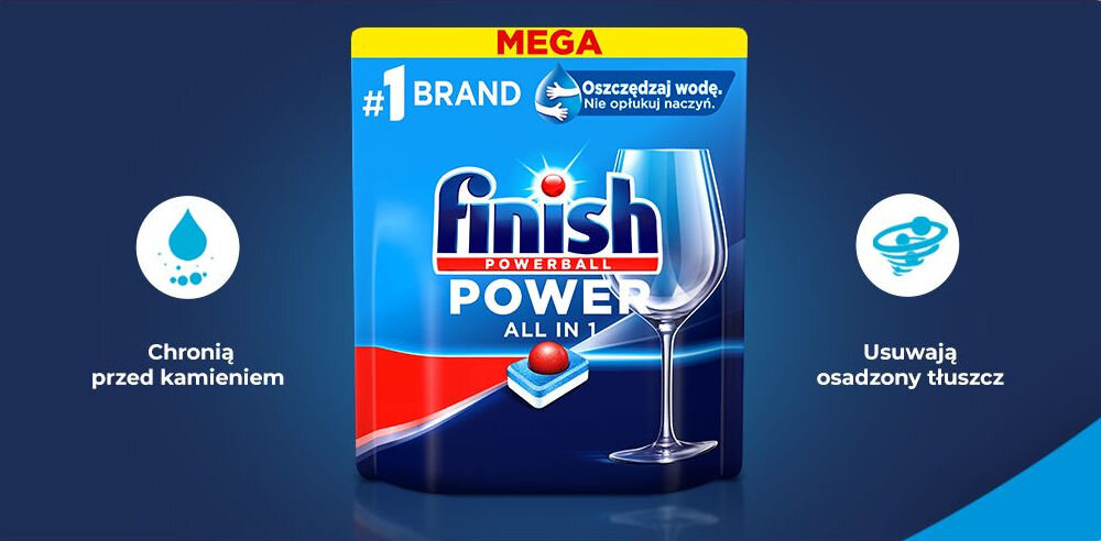 Tabletki do  zmywarek FINISH Powerball Power All in 1 Fresh - 20 szt. sól nabłyszczacz