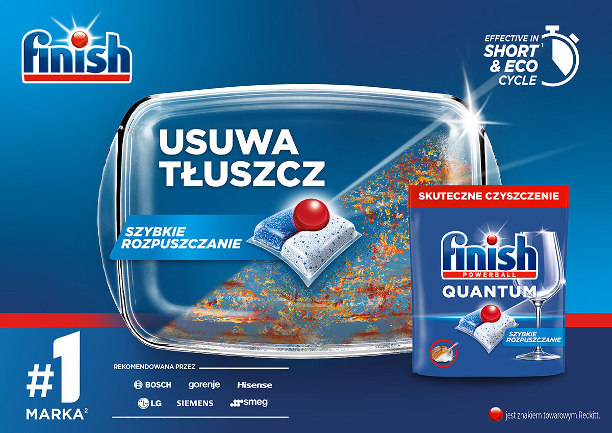 Kapsułki do zmywarek FINISH Powerball Quantum All in 1 Fresh - 35 szt. usuwa tłuszcz skuteczne rozpuszczanie