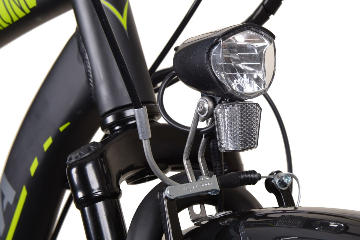 Rower elektryczny BOTTECCHIA BE16 E-City Man M21 28 cali męski Czarno-czerwony bagaznik oswietlenie