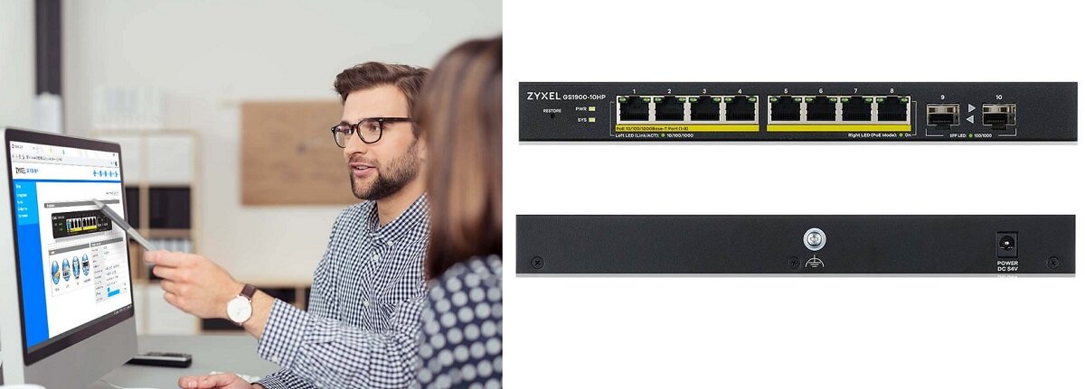 Switch ZYXEL GS1900-10HP-EU0102F Smart Qos wymiary komfort użytkowanie zasilanie sieciowe Gigabit Ethernet Store and forward