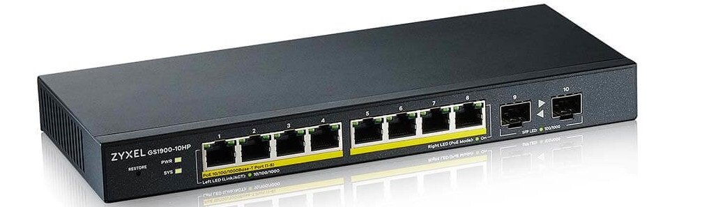 Switch ZYXEL GS1900-10HP-EU0102F Smart Qos wymiary komfort użytkowanie zasilanie sieciowe Gigabit Ethernet Store and forward