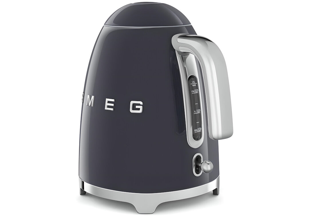 Czajnik SMEG KLF03GREU Szary bezpieczenstwo wylacza sie automatycznie specjalny schowek na przewod 