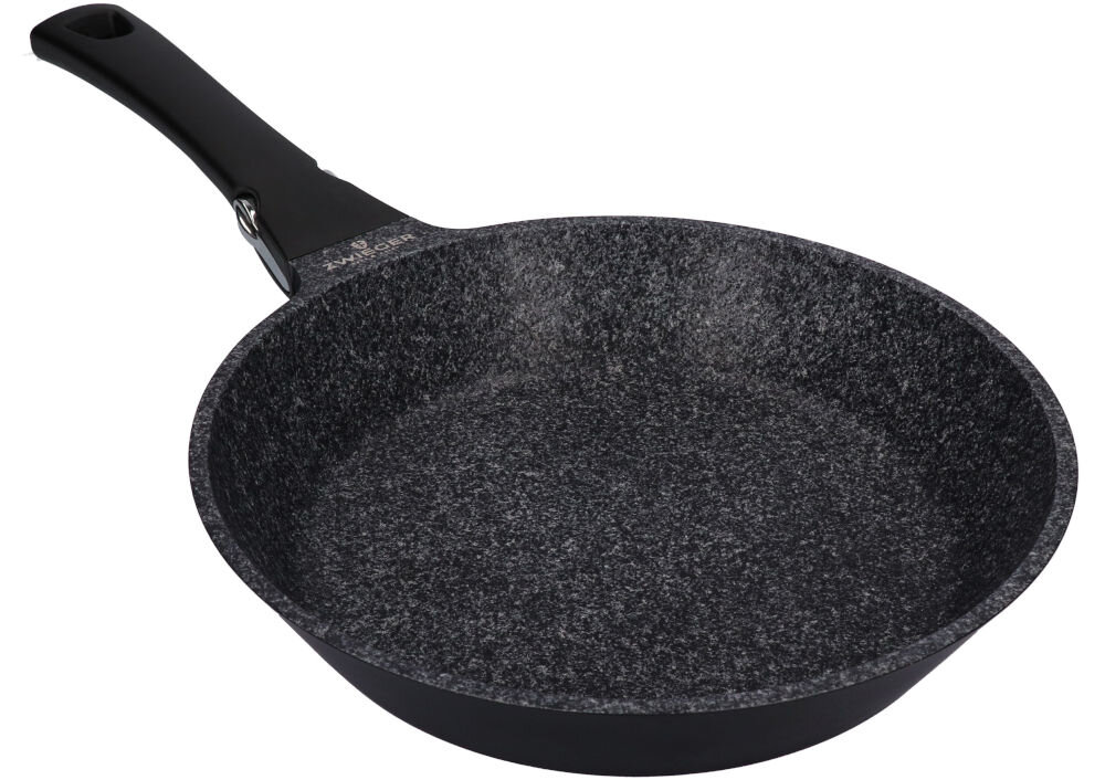 Patelnia ZWIEGER Black Stone Connect 24 cm trzywarstwowa powłoka odporność na zarysowania i wysokie temperatury zdrowe smażenie minimalna ilość tłuszczu łatwa do czyszczenia inspirowana granitowymi rozwiązaniami ochrona przed przywieraniem