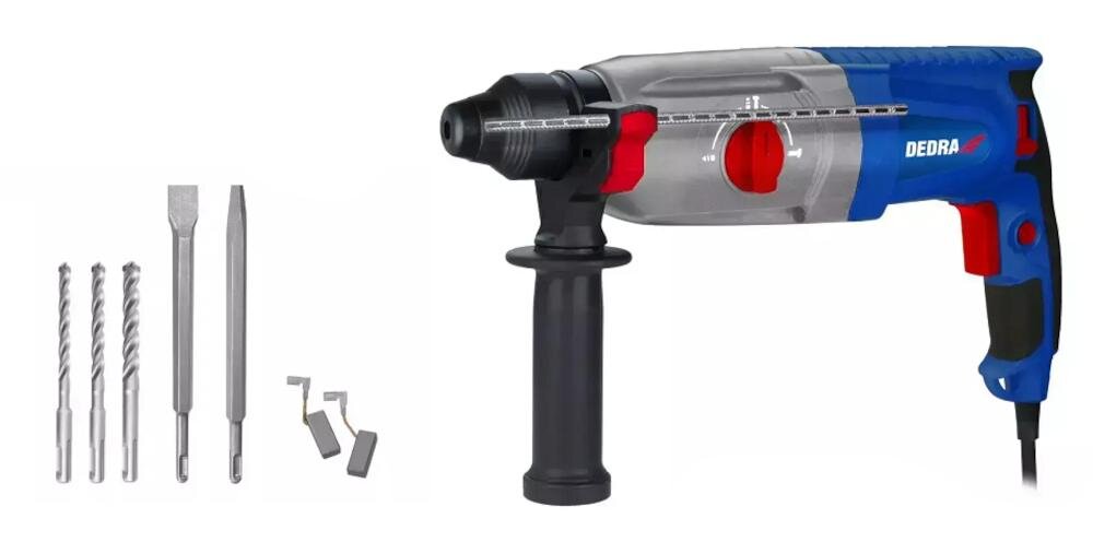 DEDRA DED7852 funkcjonalność obroty wiercenie mechanizm młot sprzęgło przeciążeniowe wiertło walizka