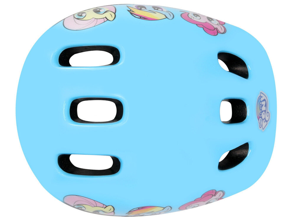 Kask rowerowy SPOKEY My Little Pony Niebieski dla Dzieci (rozmiar M) technologia In-Mold zmniejszona masa waga 200 g +/- 10 6 otworów wentylacyjnych cyrkulacja wentylacja wnętrze kasku z miękkiej pianki i styropianu EPS nie powoduje ucisku i dyskomfortu