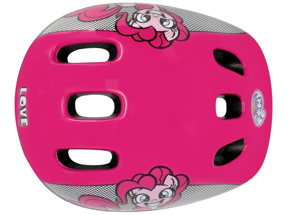 Kask rowerowy SPOKEY My Little Pony Różowy dla Dzieci (rozmiar S) technologia In-Mold zmniejszona masa waga 200 g +/- 10 6 otworów wentylacyjnych cyrkulacja wentylacja wnętrze kasku z miękkiej pianki i styropianu EPS nie powoduje ucisku i dyskomfortu