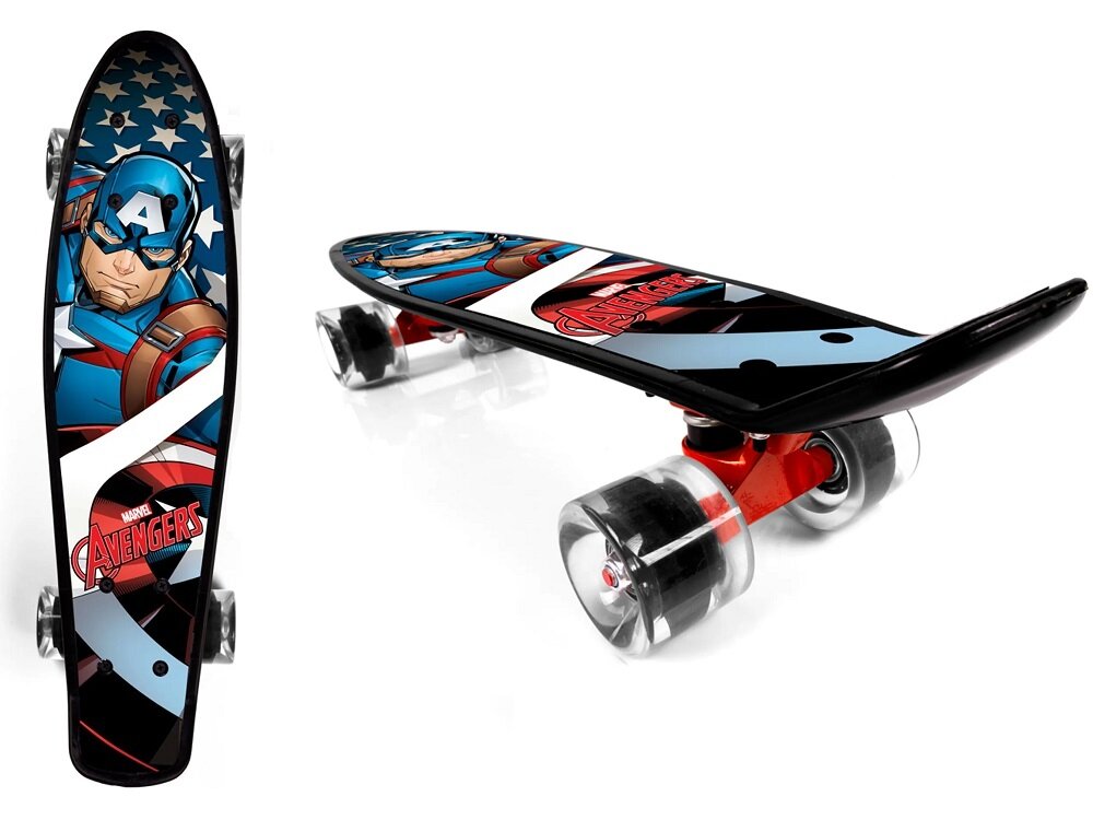 Deskorolka MARVEL Avengers Kapitan Ameryka 9937 do wykonywania podstawowych trików do jazdy po utwardzonej nawierzchni