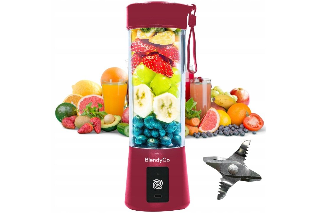 Blender kielichowy BLENDYGO 2 Bezprzewodowy Burgundowy moc 150W wytrzymala bateria wysoka moc