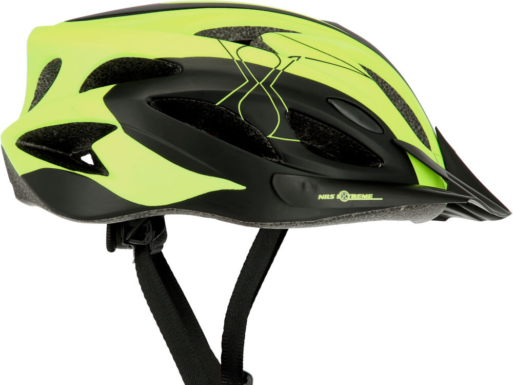 Kask rowerowy NILS EXTREME MTW291 Czarno-żółty MTB (rozmiar M) regulacja pokrętło pasek