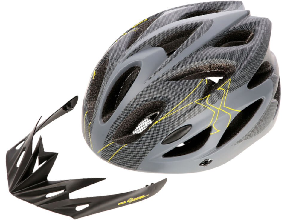 Kask rowerowy NILS EXTREME MTW291 Szaro-czarny MTB (rozmiar M) regulacja pokrętło pasek