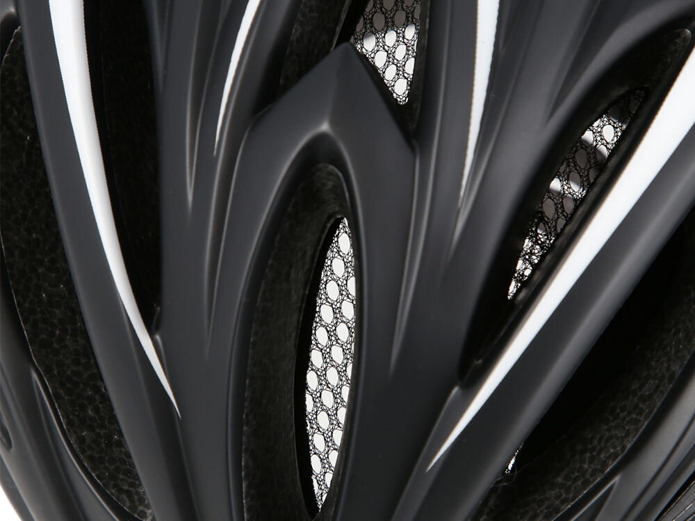 Kask rowerowy NILS EXTREME MTW202 Czarno-biały (rozmiar S) wentylacja moskitiera daszek