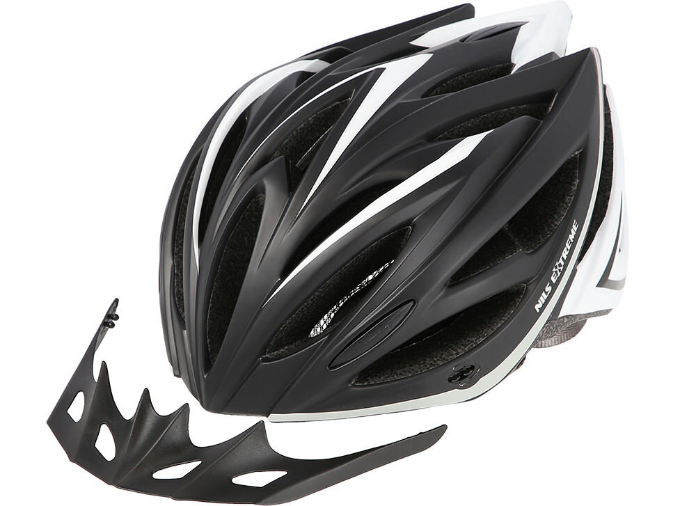 Kask rowerowy NILS EXTREME MTW202 Czarno-biały (rozmiar S) regulacja