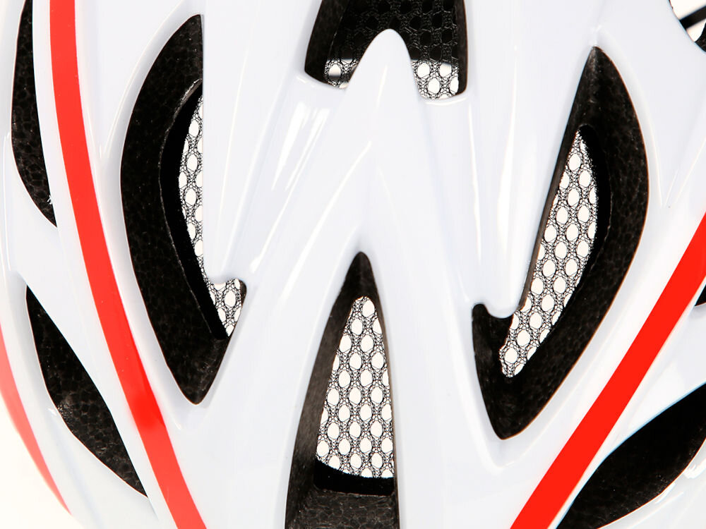 Kask rowerowy NILS EXTREME MTW210 Biało-czerwony (rozmiar M) wentylacja moskitiera daszek