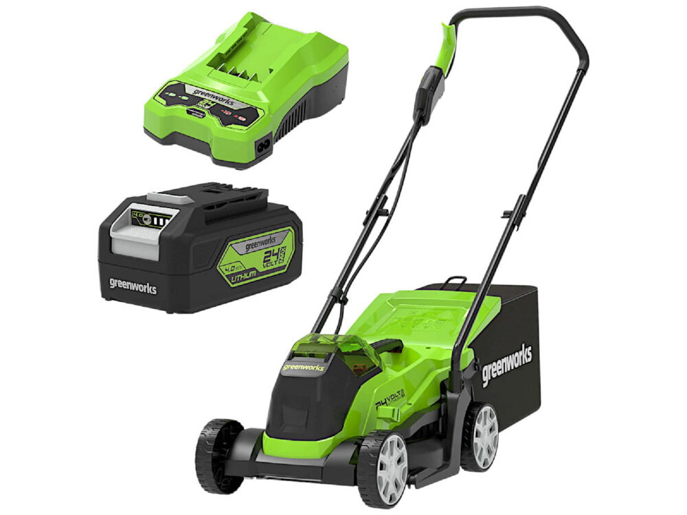 Kosiarka akumulatorowa GREENWORKS GD24LM33K4 praktyczna ekologiczna opcja do pielegnacji trawnika wydajna latwa w obsludze