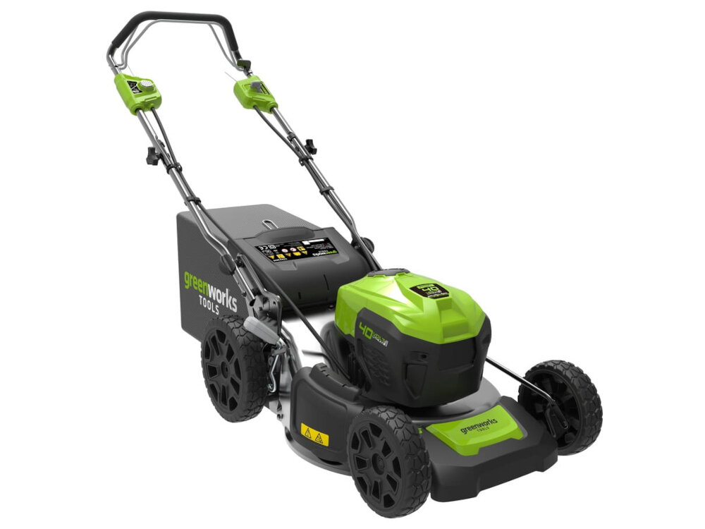 Kosiarka akumulatorowa GREENWORKS GD40LM46SP z napędem wybor konkretego wyrzutu trawy wyrzut tylny do kosza wyrzut tylny wyrzut boczny funkcja rozdrabniania naturalny nawoz