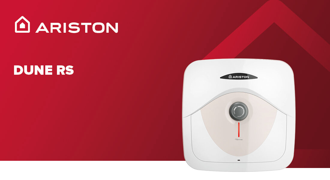 Bojler elektryczny ARISTON Dune RS 10U 3100853 10 l Podumywalkowy wygląd design prezentacja wizualizacja Praktyczny i funkcjonalny