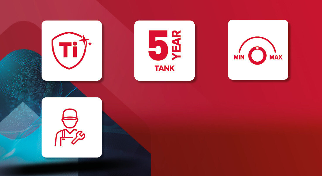 Bojler elektryczny ARISTON Dune RS 10U 3100853 10 l Podumywalkowy Wygoda i bezpieczeństwo zewnętrzne pokrętło biornik pokryty emalią tytanową TITAN SHIELD