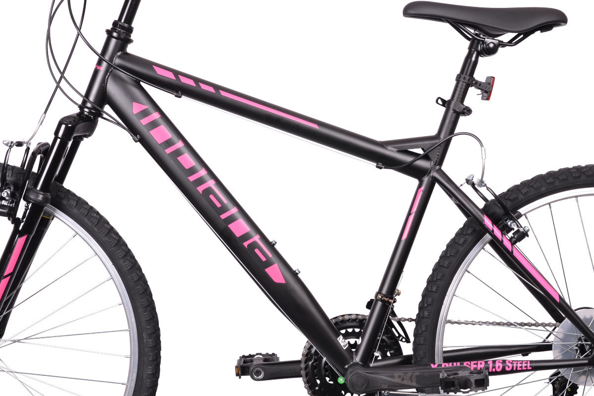 Rower gorski MTB INDIANA X-Pulser 1.6 D20 26 cali damski Czarno-rozowy rama stalowa