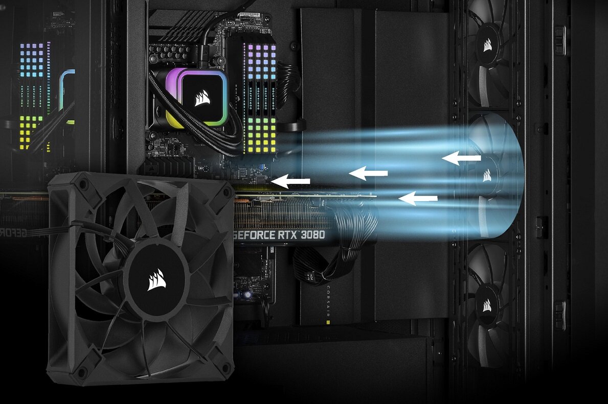 Wentylator CORSAIR Elite wydajny estetyczny doskonałe chłodzenie Prosta instalacja wymiary łożyska Fluid Dynamic Bearing