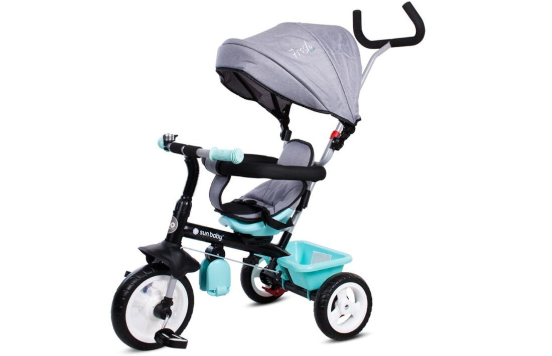 Trojkolowiec SUN BABY Fresh 360 Turkusowo-szary bezpieczna jazda rowerek pchacz wytrzymala konstrukcja kolor kolorystyka