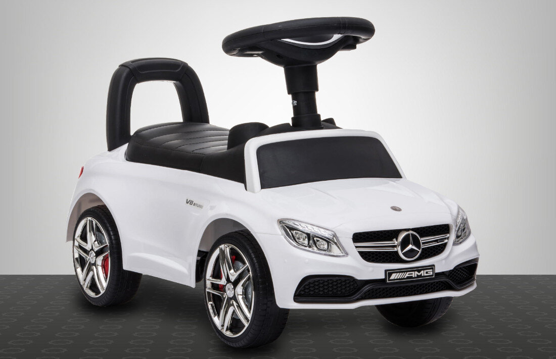 Jeździk SUN BABY Mercedes Coupe AMG C36 Biały duże koła ułatwienie przeszkody teren jazda płynność