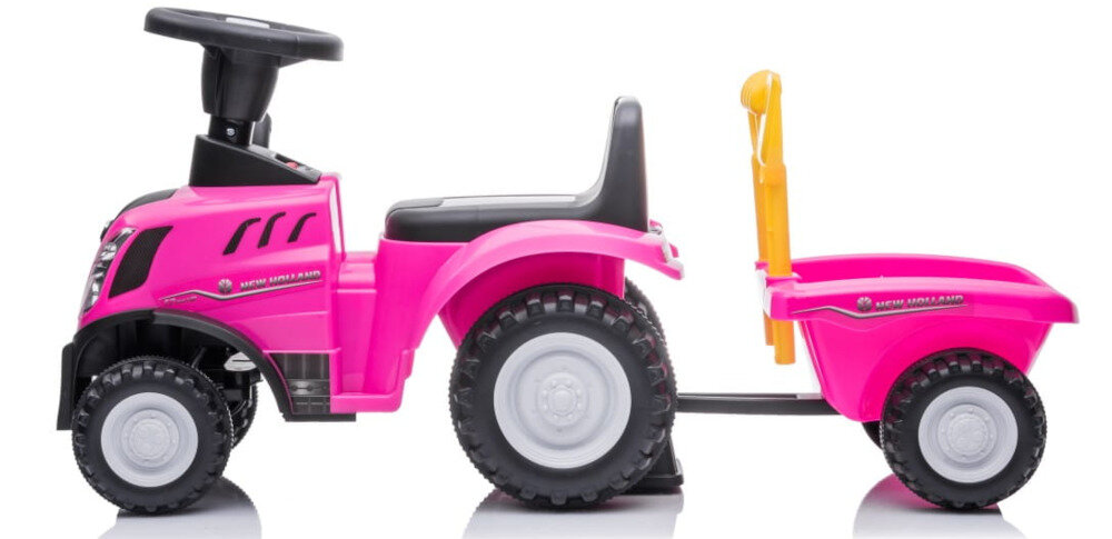 Jeździk SUN BABY Traktor z przyczepą New Holland Różowy Odczepiana przyczepka obciążenie zabawki przewożenie