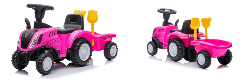 Jeździk SUN BABY Traktor z przyczepą New Holland Różowy wymiary długość szerokość wysokość 