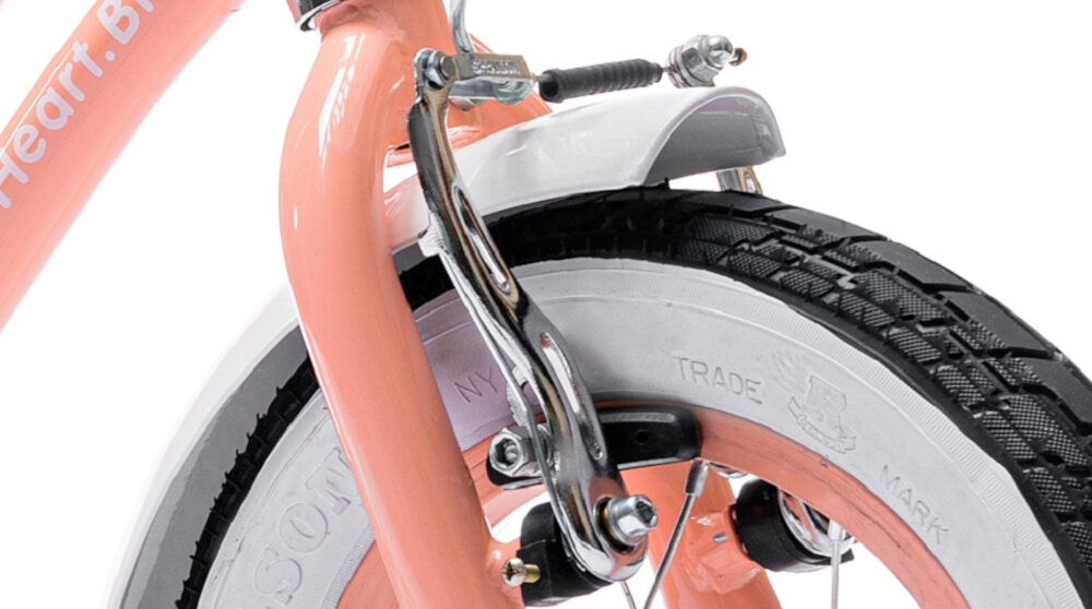 Rower dziecięcy SUN BABY Heart Bike 16 cali dla dziewczynki Morelowy hamulce typu V-Break na przód hamulec torpedo na tył marki SBB szybki czas reakcji niezawodne lekkie