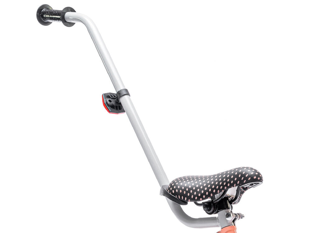 Rower dziecięcy SUN BABY Heart Bike 16 cali dla dziewczynki Morelowy pałąk prowadzący dla rodzica pomoże w szlifowaniu umiejętności jazdy na jednośladzie