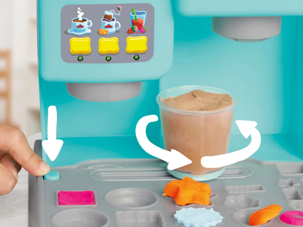 Ciastolina PLAY-DOH Kolorowa Kawiarnia F58365L0 Play-Doh Kitchen Creations Super Colorful Cafe Playset kubki filiżanki pokrywki napoje na wynos