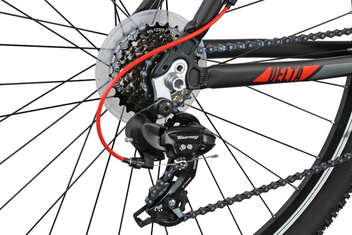 Rower gorski MTB TORPADO Delta Hardtail M16 29 cali meski Czarno-czerwony Czerwono-czarny przerzutki biegi