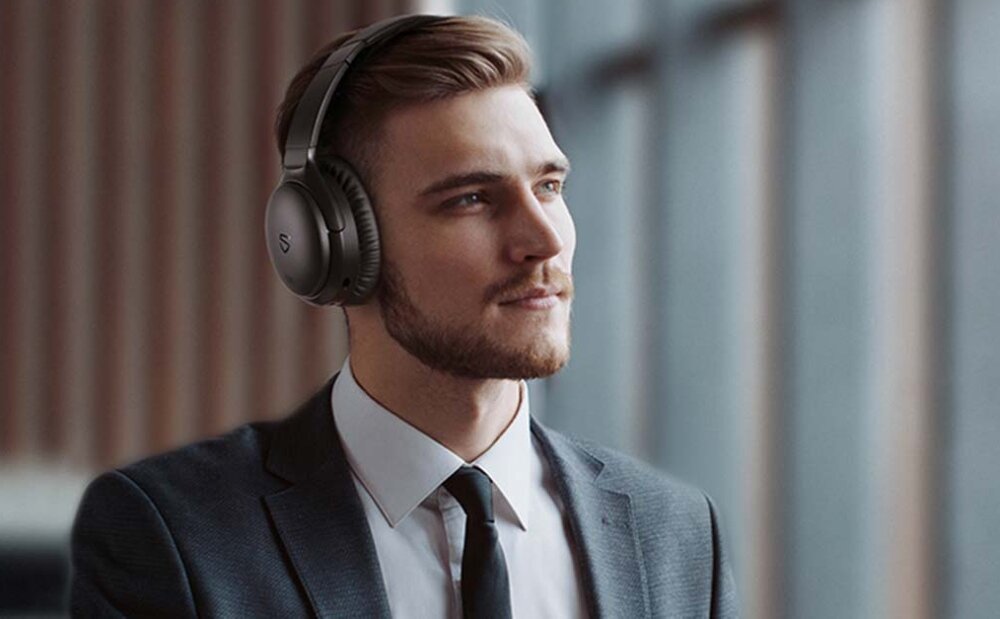 Słuchawki nauszne SOUNDPEATS A6 Czarny dźwięk bluetooth poziom HI-FI dźwięk bas redukcja szumów czas pracy szybkie ładowanie komfort przewodowo bezprzewodowo