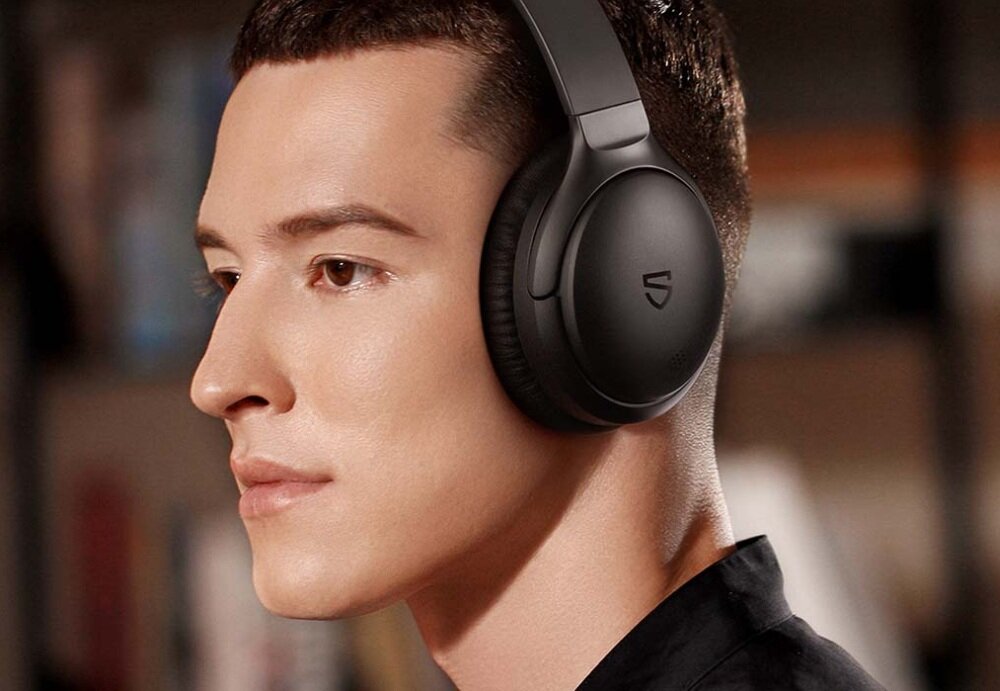 Słuchawki nauszne SOUNDPEATS A6 Czarny dźwięk bluetooth poziom HI-FI dźwięk bas redukcja szumów czas pracy szybkie ładowanie komfort przewodowo bezprzewodowo