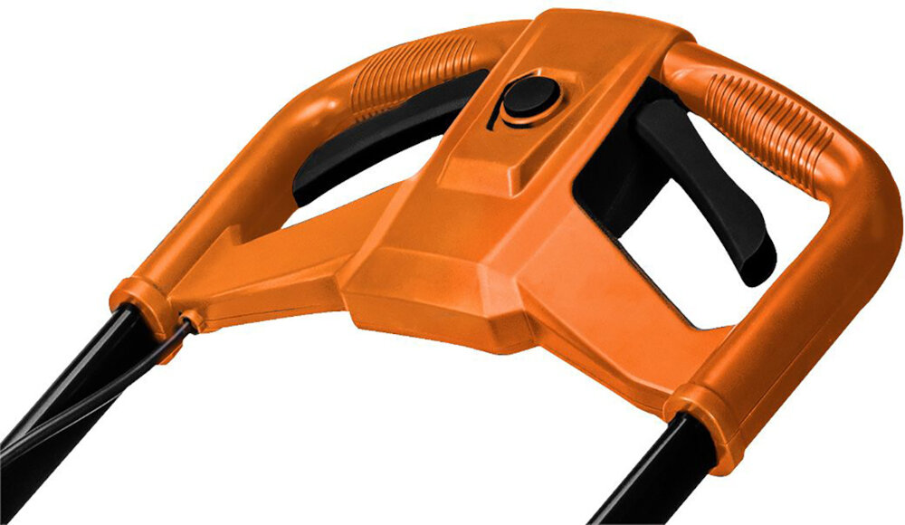 Kosiarka akumulatorowa NEO TOOLS 04-611 komfortowa rączka ergonomiczna forma można prowadzić jedną ręką skłądany uchwyt