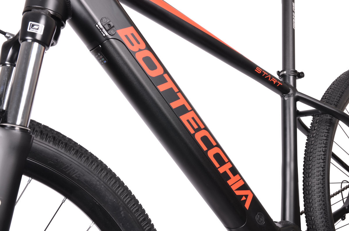 Rower elektryczny BOTTECCHIA Evo Start M19 29 cali męski Czarno-czerwony wytrzymala bateria