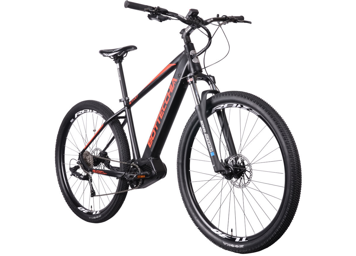 Rower elektryczny BOTTECCHIA Evo Start M19 29 cali męski Czarno-czerwony niezawodny i wytrzymaly rower elektryczny