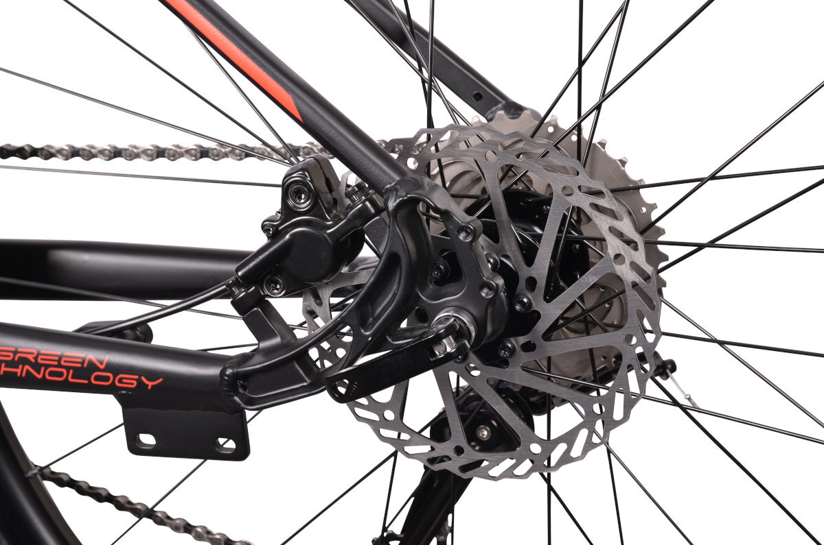 Rower elektryczny BOTTECCHIA Evo Start M19 29 cali męski Czarno-czerwony bezpieczenstwo w czasie jazdy