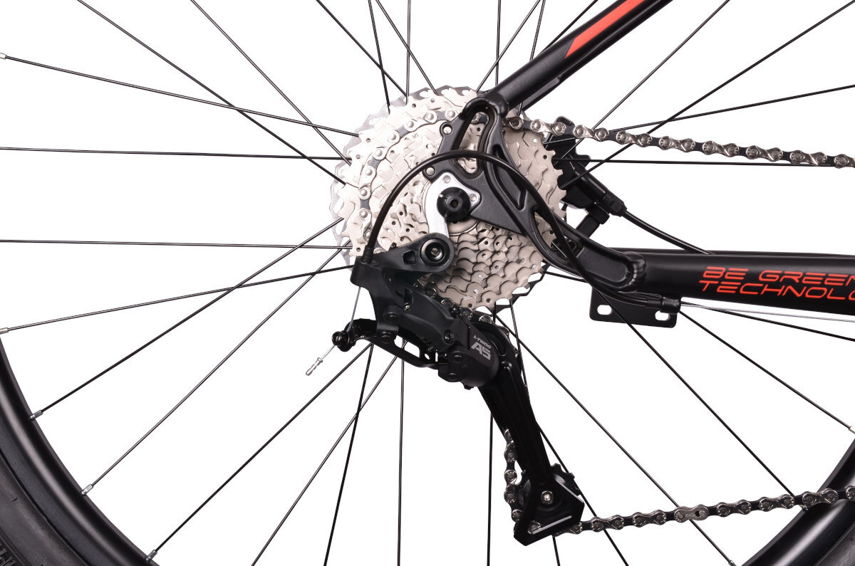 Rower elektryczny BOTTECCHIA Evo Start M19 29 cali męski Czarno-czerwony przerzutki