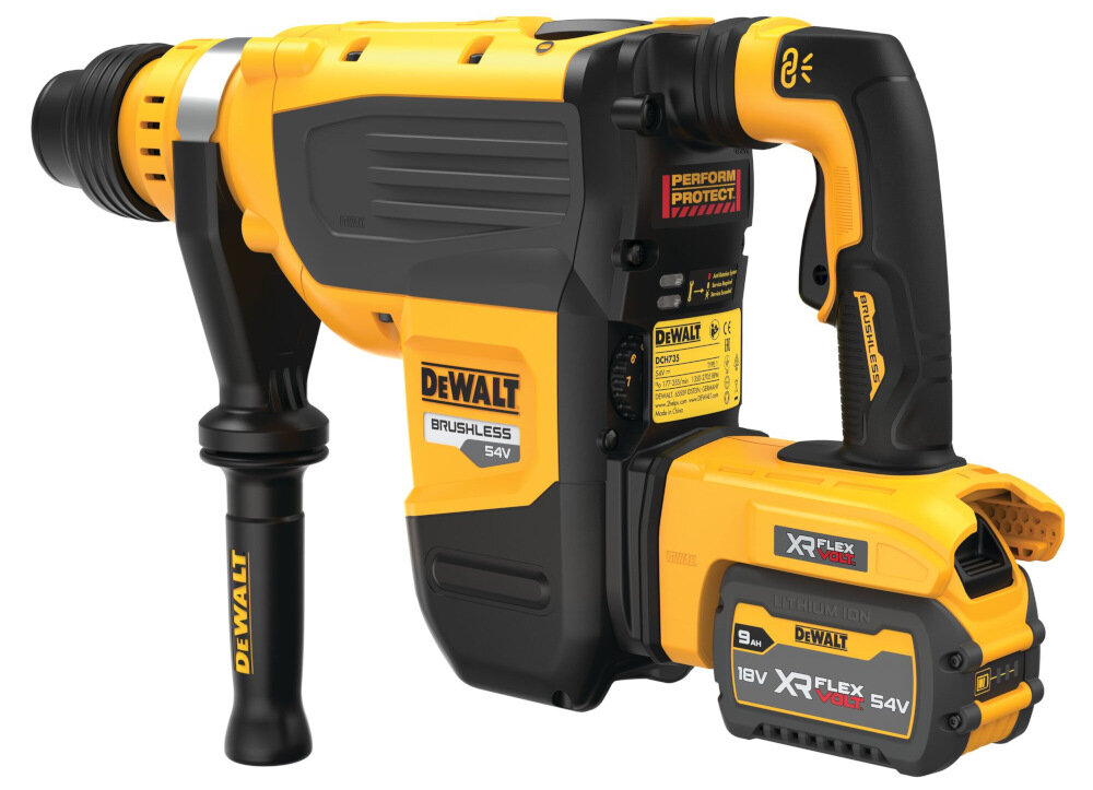 Młotowiertarka DEWALT DCH735X2 technologia autorotacji elektroniczne sterowanie prędkością i energią udaru zatrzymanie obrotów