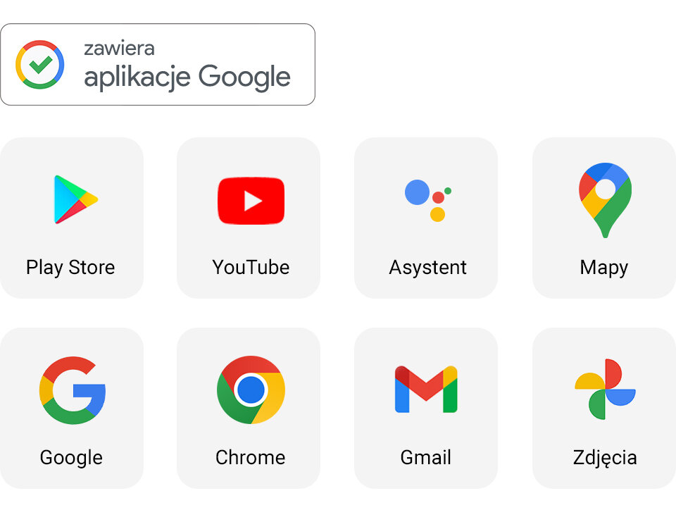 Lista usług Google dostępnych w smartfonie Galaxy, który można kupić w sklepach Media Expert