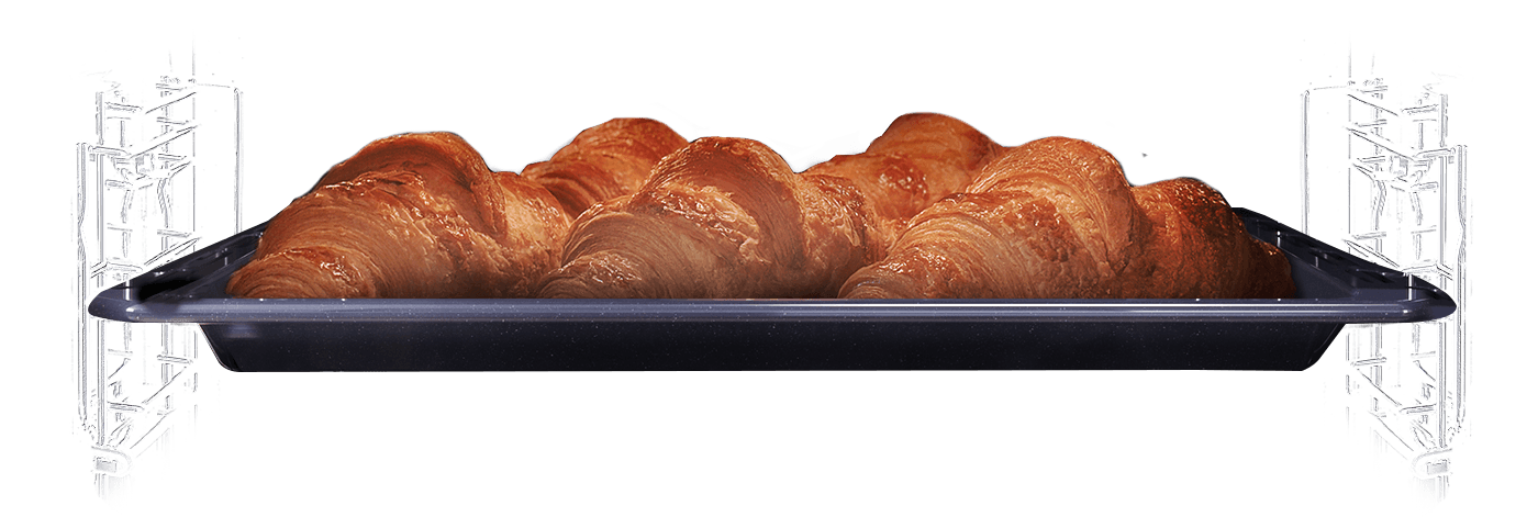 A Médiaszakértőnél kapható Samsung NV7B4240VAK sütőben a pirított croissant fotójával illusztrált gőzsütés lehetséges