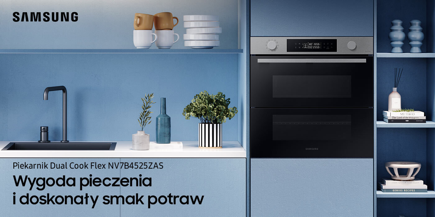 Piekarnik Dual Cook Flex™ NV7B4525ZAS z dzielonymi drzwiami dla wygody pieczenia i doskonałego smaku, dostępny w Media Expert Piekarnik Dual Cook Flex™ NV7B4525ZAS z dzielonymi drzwiami dla wygody pieczenia i doskonałego smaku, dostępny w Media Expert