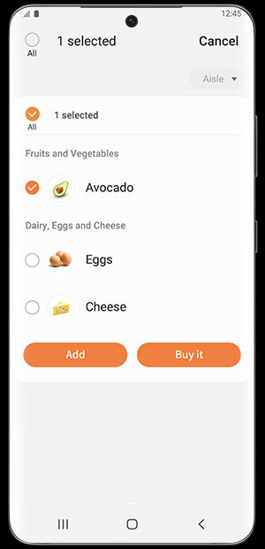 Przykładowa lista produktów w aplikacji SmartThings Cooking widoczna na grafice Przykładowa lista produktów w aplikacji SmartThings Cooking widoczna na grafice