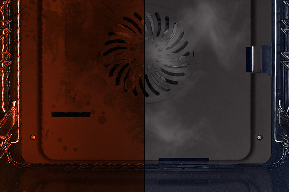 Zdjęcie przedstawia wnętrze piekarnika Samsung, które zostało wyczyszczone dzięki wykorzystaniu wkładu katalitycznego Zdjęcie przedstawia wnętrze piekarnika Samsung, które zostało wyczyszczone dzięki wykorzystaniu wkładu katalitycznego