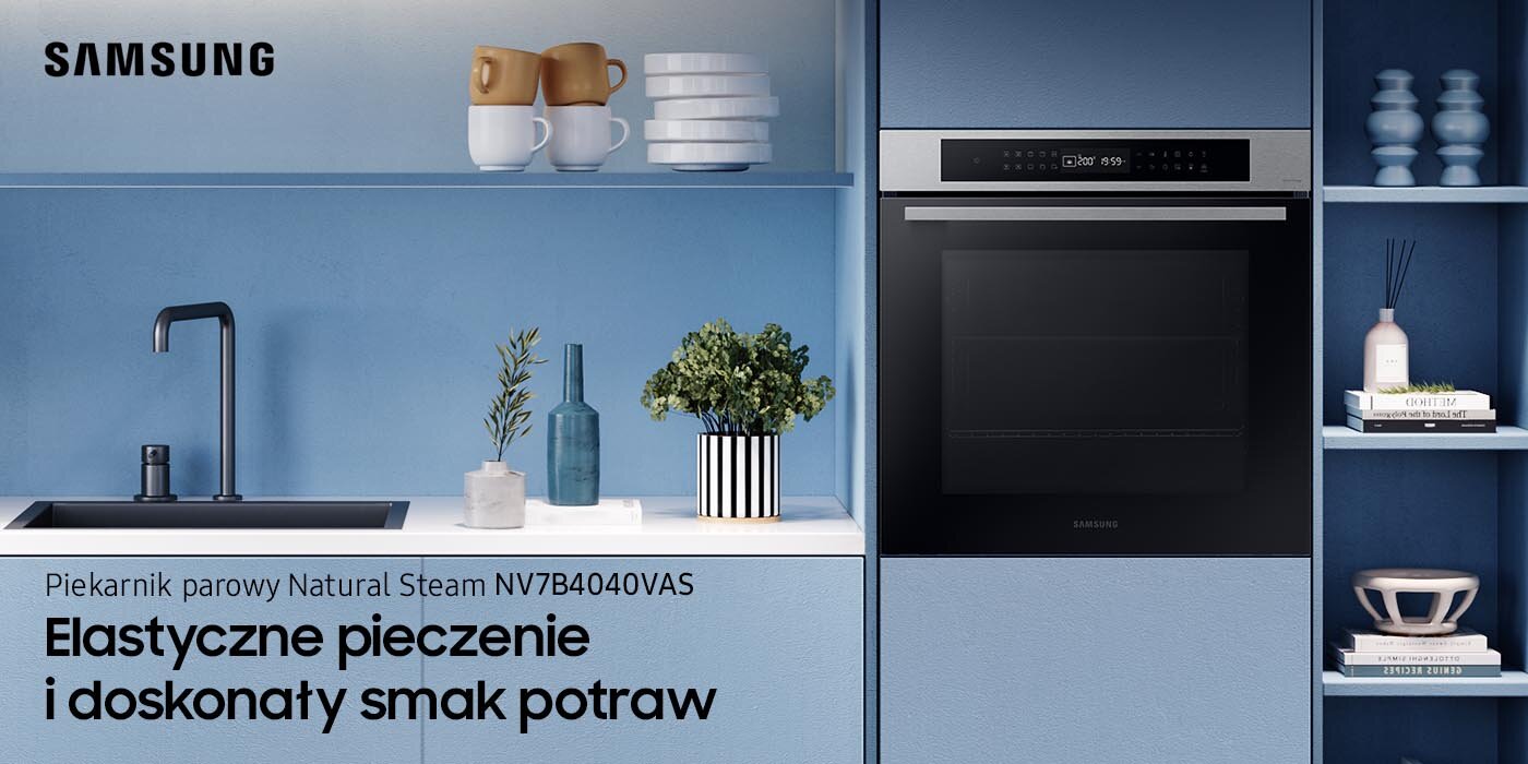 Piekarnik Samsung NV7B4040VAS pozwalający na pieczenie wspomagane parą dostępny w sklepach Media Expert