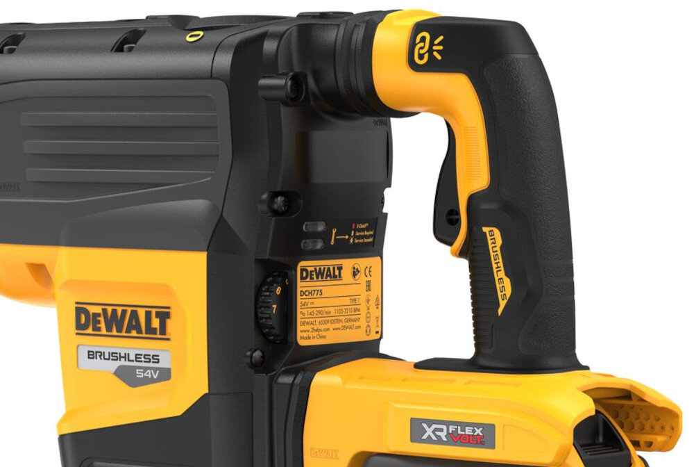 Młotowiertarka DEWALT DCH775N elektroniczny hamulec silnika uchwyt z aktywną kontrolę drgań system przeciwobrotowy rękojeść pokryta antypoślizgowym materiałem doskonałe wyważenie