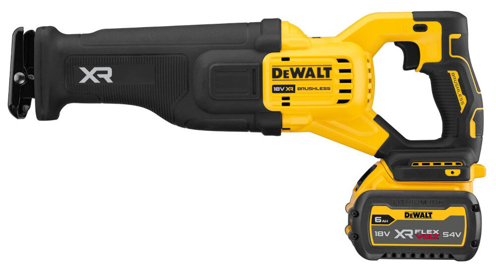 Piła szablasta DEWALT DCS386T1 do typowych prac wyburzeniowych do niezwykle precyzyjnych zadań specjalnych inteligentny spust do zmiennej prędkości obrotowa głowica dioda LED