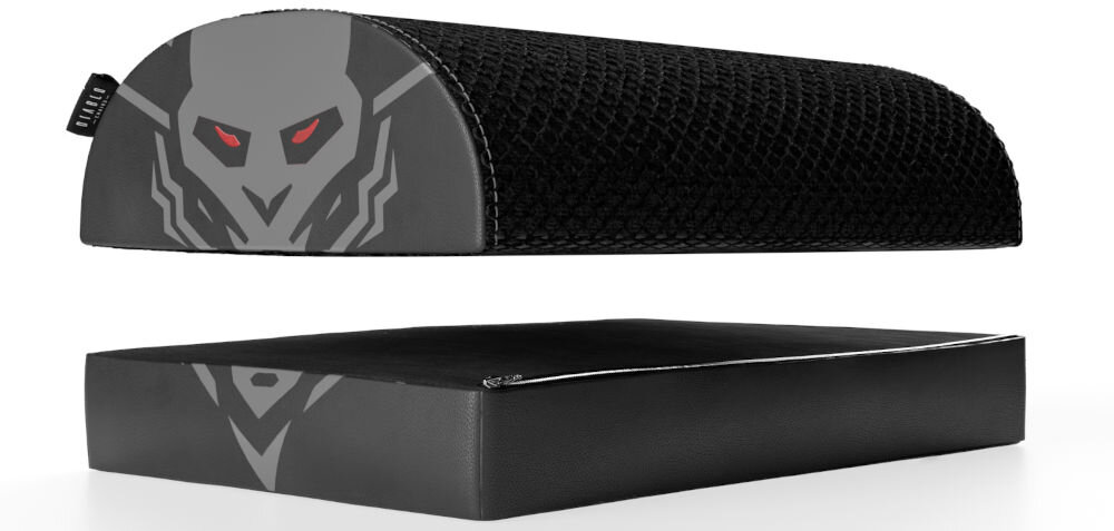 Podnóżek DIABLO CHAIRS Footrest prezentacja rozłożonego podnóżka na białym tle od przodu pod kątem podstawa pianka HR odporność trwałość stabilność