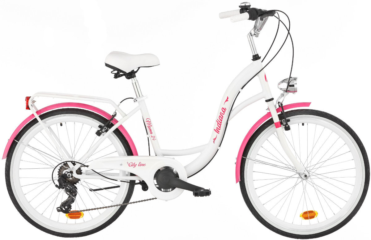 Rower młodzieżowy INDIANA Moena 24 cale dla dziewczynki bialy wyglad