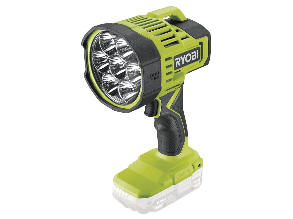 Lampa warsztatowa RYOBI RLS18-0 zasilanie akumulatorowe akumulator 18 V seria RYOBI ONE+ dlugi czas pracy na jednym ladowaniu technologia Li-ion
